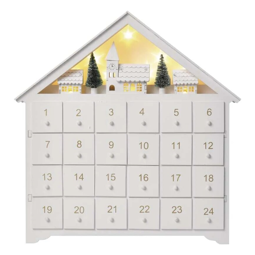 LED Adventski kalendar 8xLED/2xAA bijela