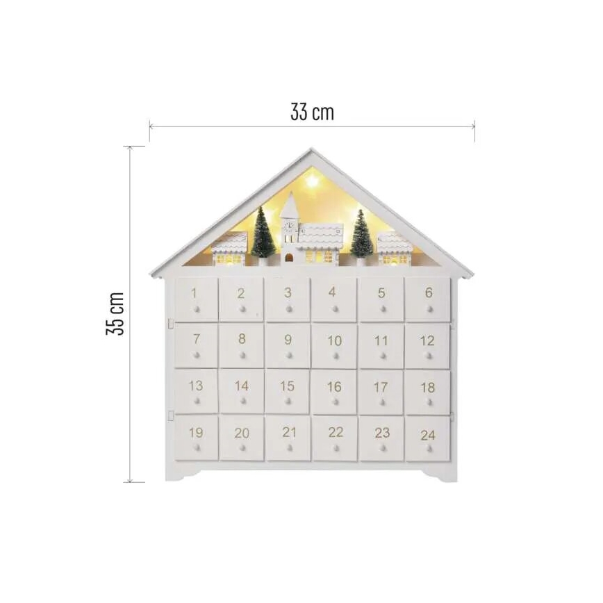 LED Adventski kalendar 8xLED/2xAA bijela