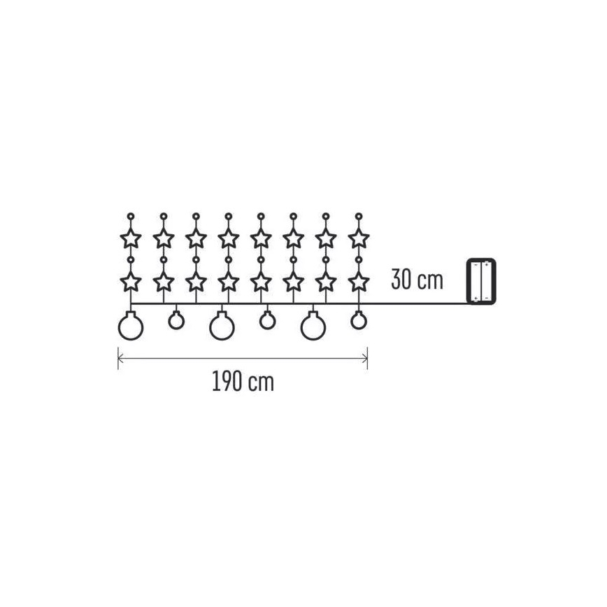 LED Božićni lanac 20xLED/2xAA 2,2 m topla bijela