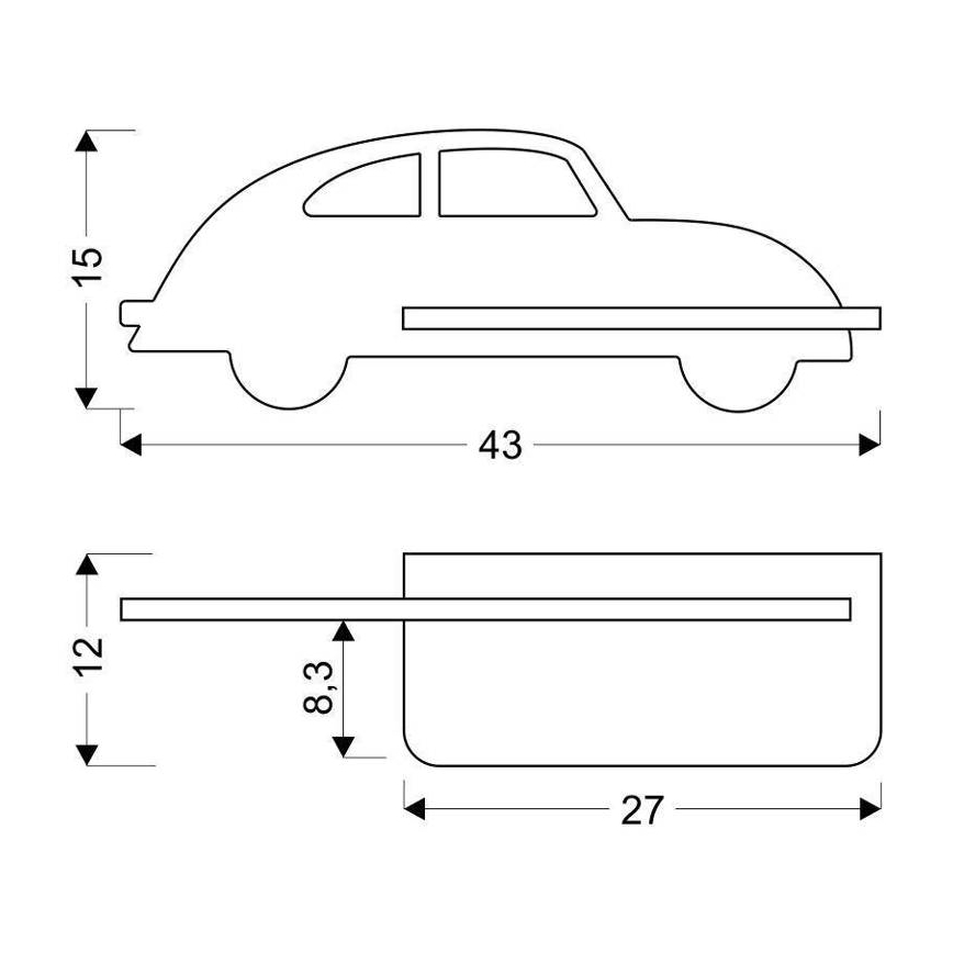 LED Dječja zidna svjetiljka s policom CAR LED/5W/230V crna/drvo