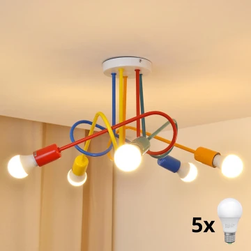 LED Dječji nadgradni luster OXFORD 5xE27/60W/230V