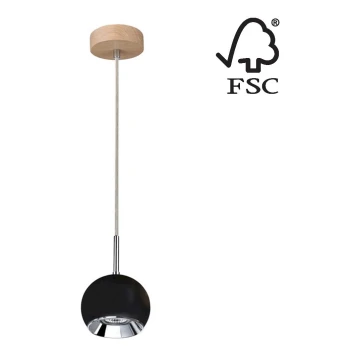 LED Luster na sajli BALL WOOD 1xGU10/5W/230V mat hrast – FSC certificirano