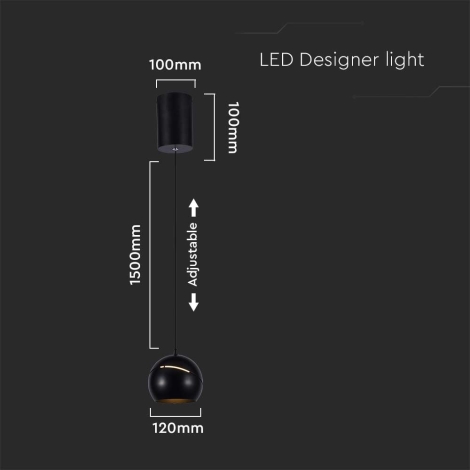 LED Luster na sajli dodirni LED/8,5W/230V 3000K crna