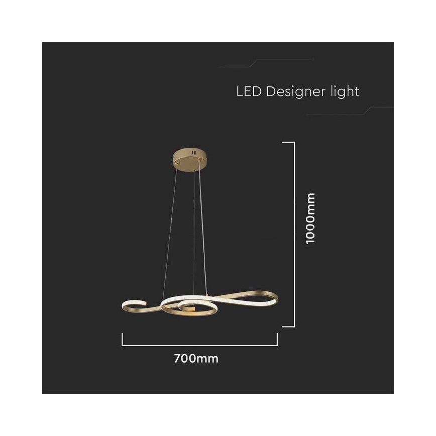 LED Luster na sajli LED/18W/230V 3000K zlatna