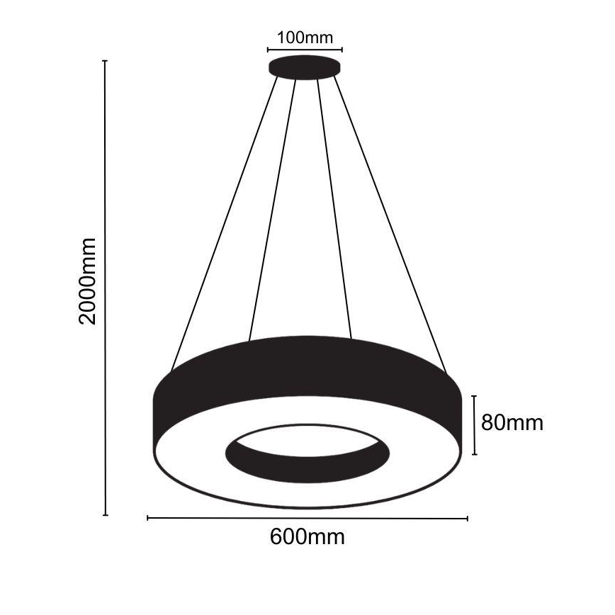 LED Luster na sajli LED/30W/230V 4000K pr. 60 cm