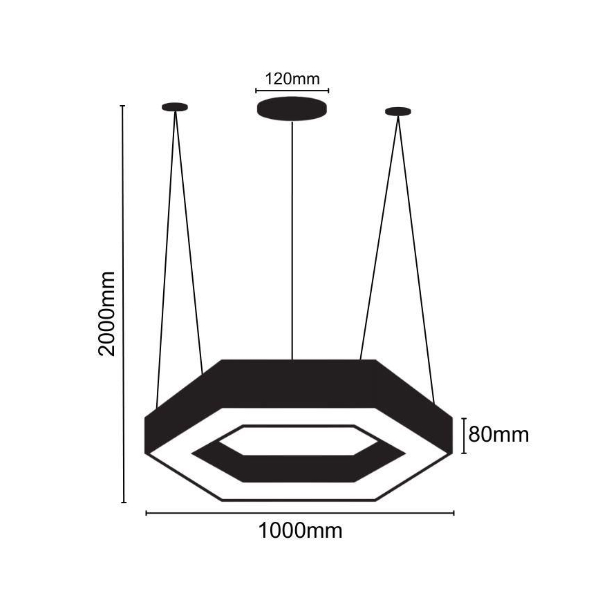 LED Luster na sajli LED/50W/230V 4000K pr. 100 cm