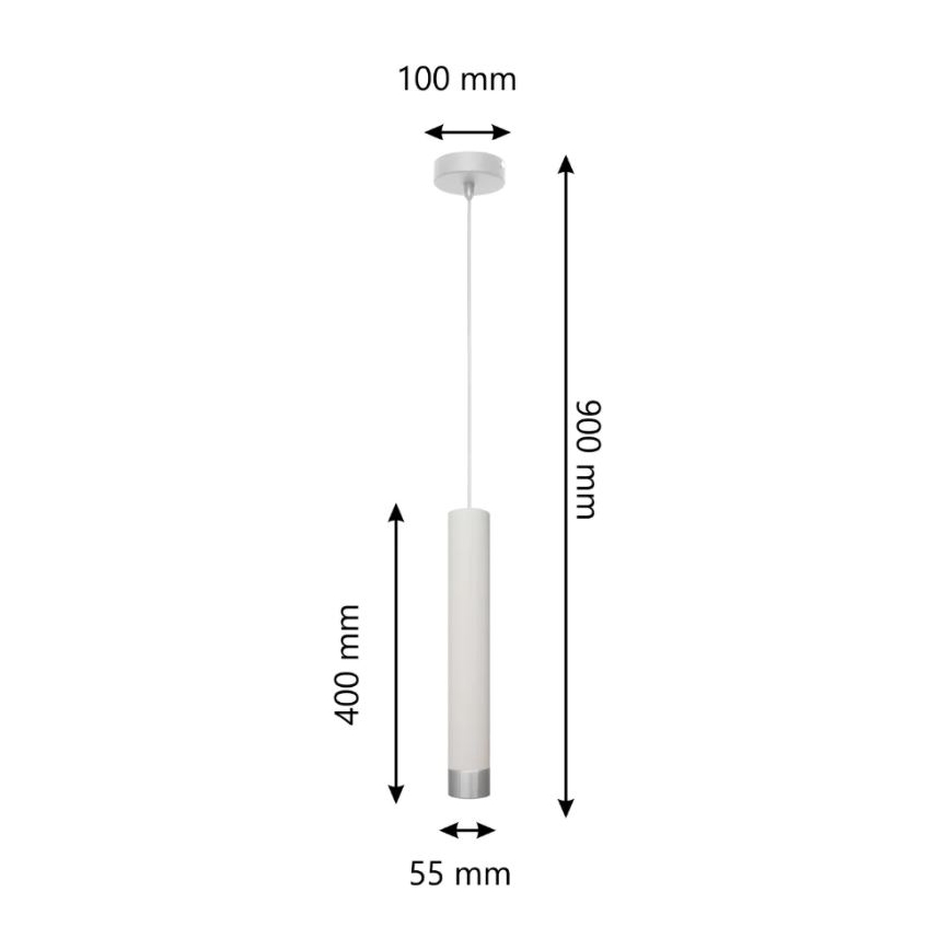 LED Luster na sajli TUBA 1xGU10/6,5W/230V bijela/mat krom