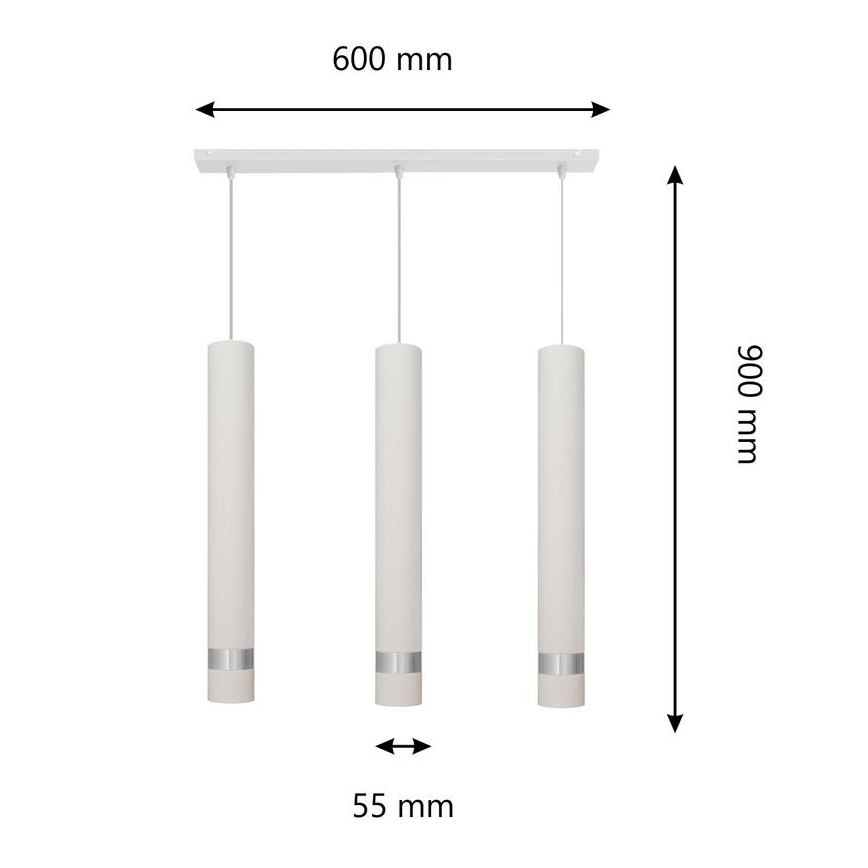 LED Luster na sajli TUBA 3xGU10/6,5W/230V bijela/mat krom