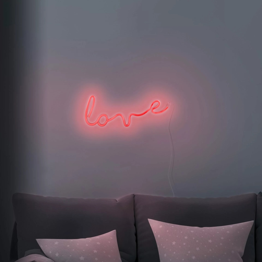 LED Neonska zidna dekoracija LOVE LED/3W/3xAA crvena