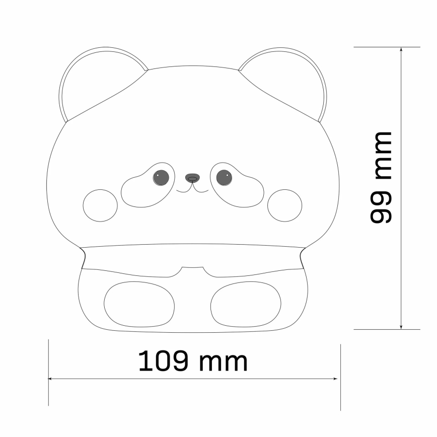 LED Prigušiva dječja dodirna lampa PANDA LED/2W/3,7V 1200 mAh