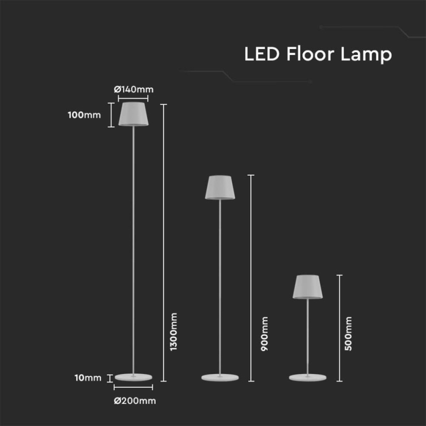 LED Prigušiva punjiva podna lampa 3u1 LED/4W/5V 4400 mAh 3000K IP54 bijela