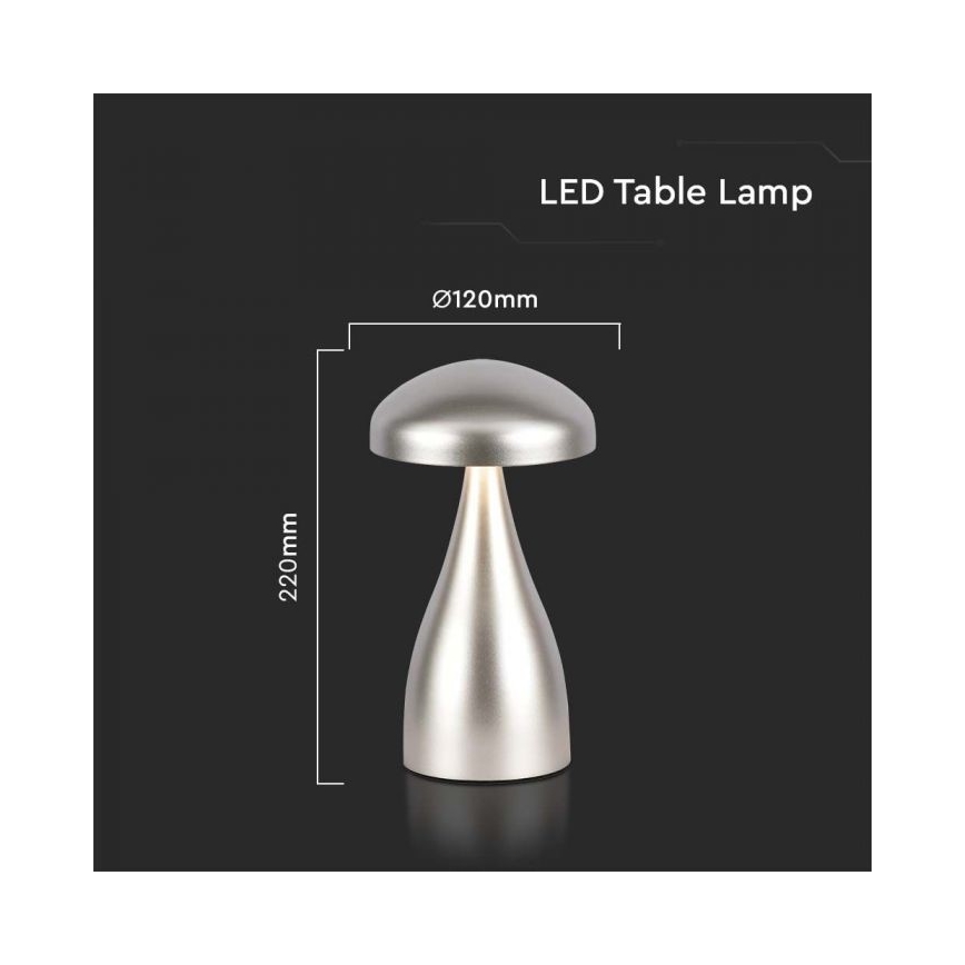 LED Prigušiva punjiva stolna lampa na dodir LED/1W/5V 3000-6000K 1800 mAh srebrna