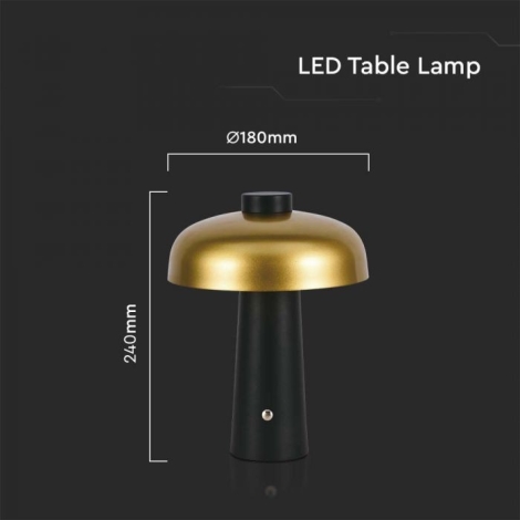LED Prigušiva punjiva stolna lampa na dodir LED/3W/5V 3000-6000K 1800 mAh crna/zlatna