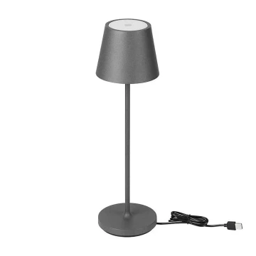 LED Prigušiva punjiva stolna lampa na dodir LED/2W/5V 4400 mAh 3000K IP54 siva