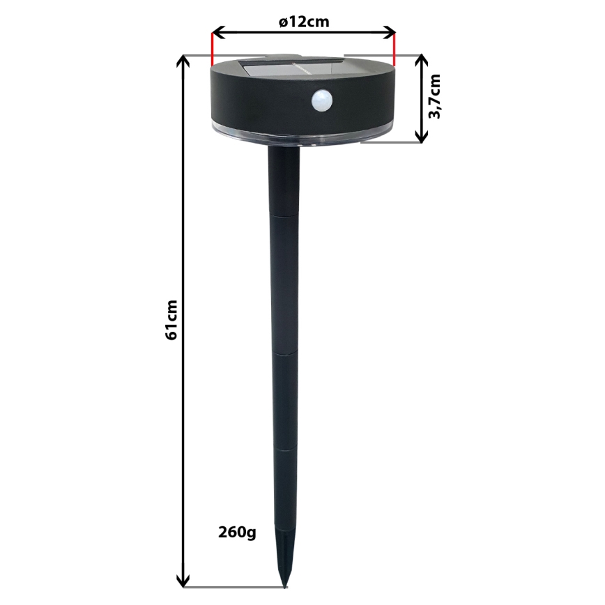 LED Prigušiva solarna svjetiljka sa senzorom 2u1 LED/3,7V IP44