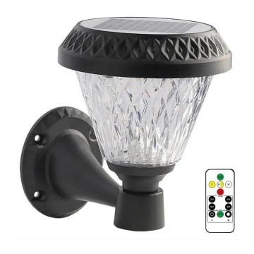 LED Prigušiva solarna zidna lampa LED/0,8W/5,5V 3000/4000/6400K IP44 + daljinski upravljač