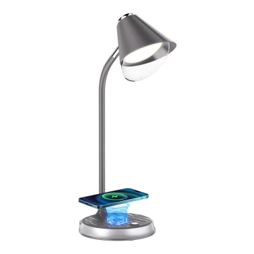 LED Prigušiva stolna lampa s bežičnim punjenjem FINCH LED/9W/12/230V siva/krom