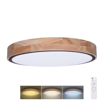 LED Prigušiva stropna svjetiljka IRON OAK LED/48W/230V 3000-6500K hrast pr. 40 cm + daljinski upravljač