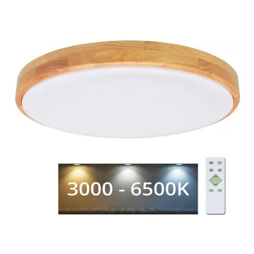 LED Prigušiva stropna svjetiljka LENA LED/24W/230V 3000-6500K hrast + daljinski upravljač