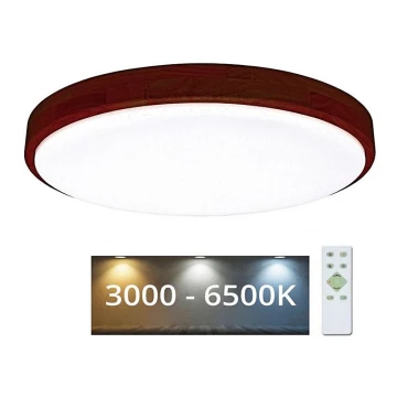 LED Prigušiva stropna svjetiljka LENA LED/24W/230V 3000-6500K hrast + daljinski upravljač