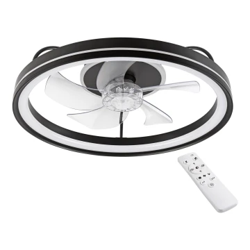 LED Prigušiva stropna svjetiljka s ventilatorom FARGO LED/37W/230V crna + daljinski upravljač