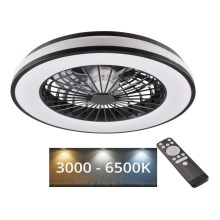 LED Prigušiva stropna svjetiljka s ventilatorom LED/48W/230V 3000-6500K crna + daljinski upravljač