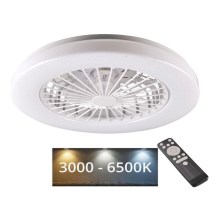 LED Prigušiva stropna svjetiljka s ventilatorom LIBYA LED/48W/230V 3000-6500K bijela + daljinski upravljač