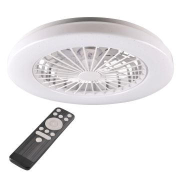 LED Prigušiva stropna svjetiljka s ventilatorom LIBYA LED/48W/230V 3000-6500K bijela + daljinski upravljač