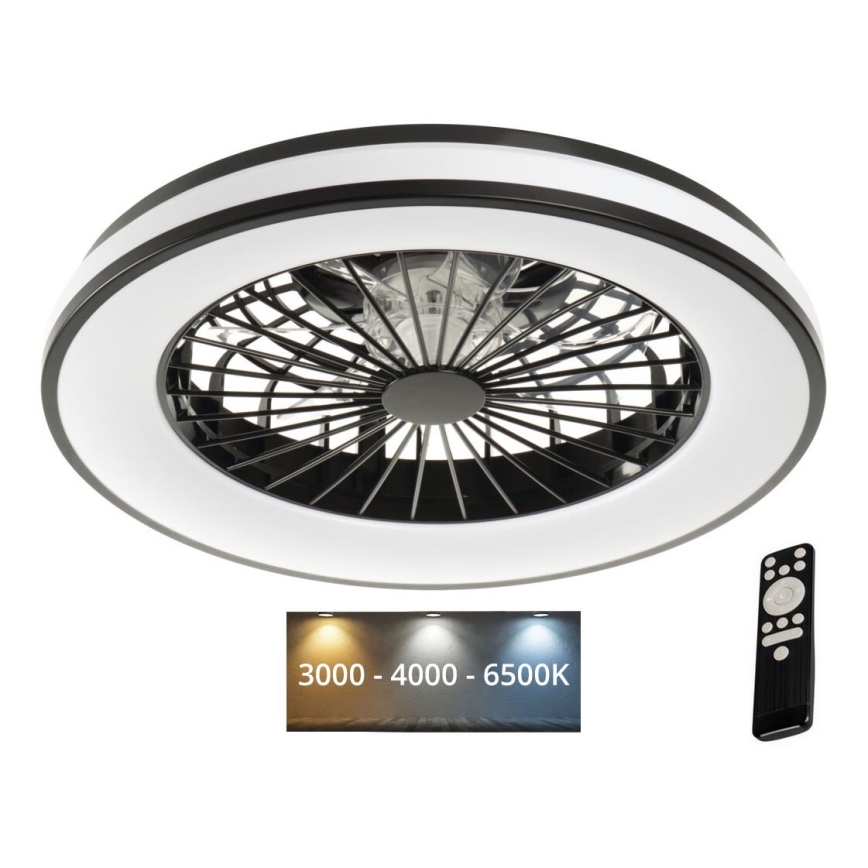 LED Prigušiva stropna svjetiljka s ventilatorom PLAVE 48W/230V 3000/4000/6500K + daljinski upravljač