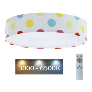 LED Prigušiva stropna svjetiljka SMART GALAXY KIDS LED/24W/230V 3000-6500K točkice šarena + daljinski upravljač