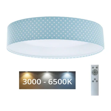 LED Prigušiva stropna svjetiljka SMART GALAXY KIDS LED/24W/230V 3000-6500K točkice tirkizna/bijela + daljinski upravljač