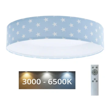 LED Prigušiva stropna svjetiljka SMART GALAXY KIDS LED/24W/230V 3000-6500K zvjezdice plava/bijela + daljinski upravljač