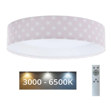 LED Prigušiva stropna svjetiljka SMART GALAXY KIDS LED/24W/230V 3000-6500K zvjezdice ružičasta/bijela + daljinski upravljač