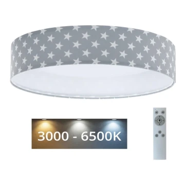 LED Prigušiva stropna svjetiljka SMART GALAXY KIDS LED/24W/230V 3000-6500K zvjezdice siva/bijela + daljinski upravljač
