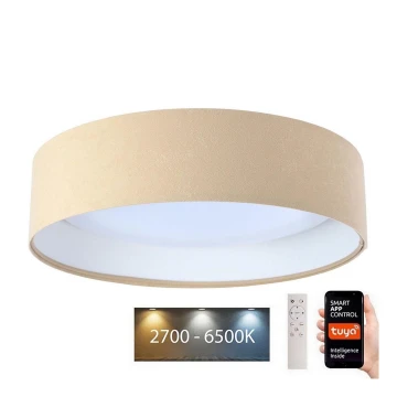 LED Prigušiva stropna svjetiljka SMART GALAXY LED/36W/230V pr. 55 cm 2700-6500K Wi-Fi Tuya bež/bijela + daljinski upravljač