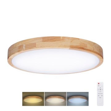 LED Prigušiva stropna svjetiljka SOLID OAK LED/60W/230V 3000-6500K hrast pr. 51 cm + daljinski upravljač