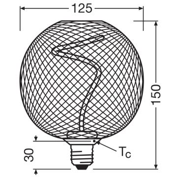 LED Prigušiva žarulja DECOR FILAMENT G125 E27/3,5W/230V 1800K crna - Osram