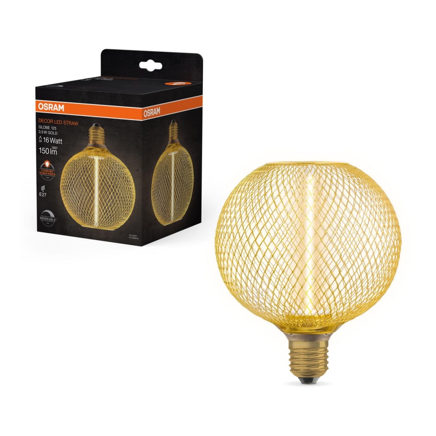 LED Prigušiva žarulja DECOR  FILAMENT G125 E27/3,5W/230V 1800K zlatna - Osram