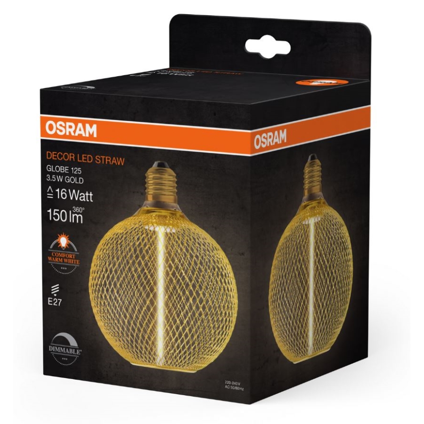 LED Prigušiva žarulja DECOR  FILAMENT G125 E27/3,5W/230V 1800K zlatna - Osram