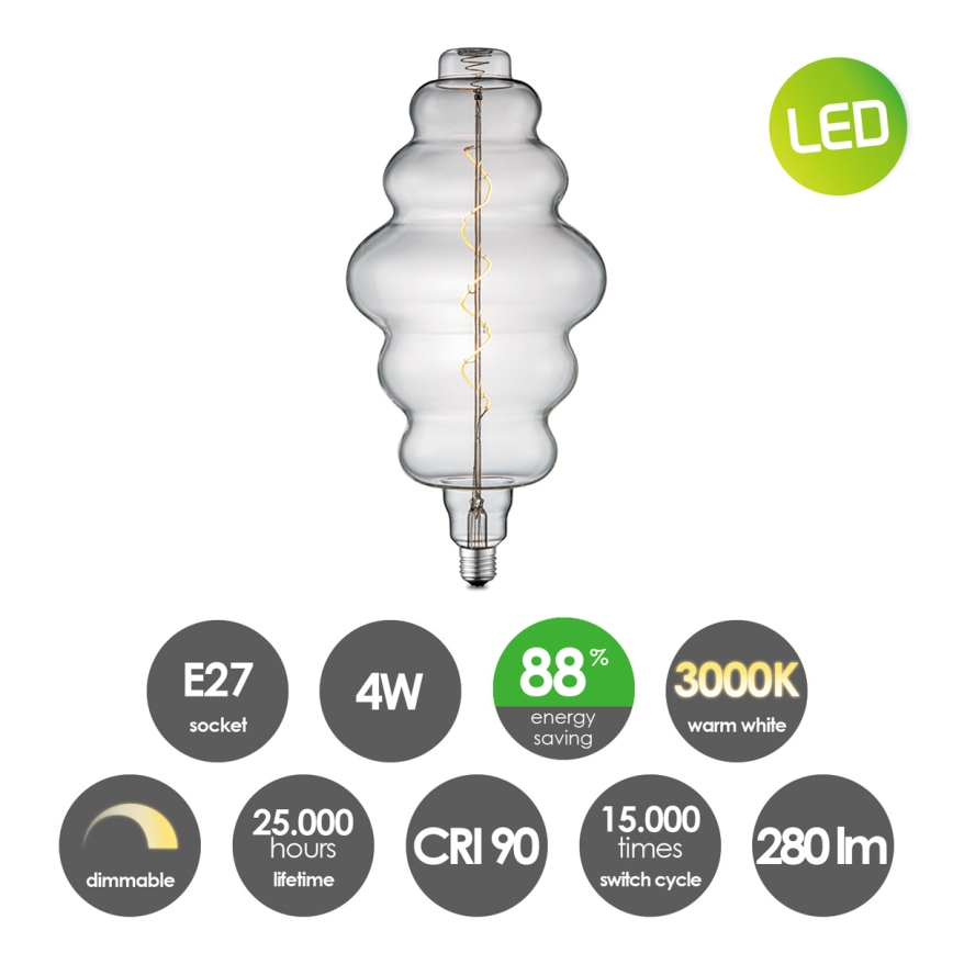 LED Prigušiva žarulja VINTAGE EDISON E27/4W/230V 3000K CRI 90