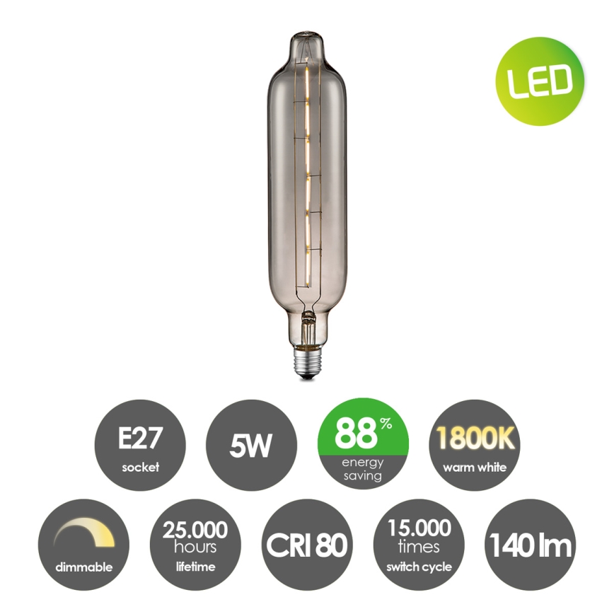 LED Prigušiva žarulja VINTAGE EDISON E27/5W/230V 1800K