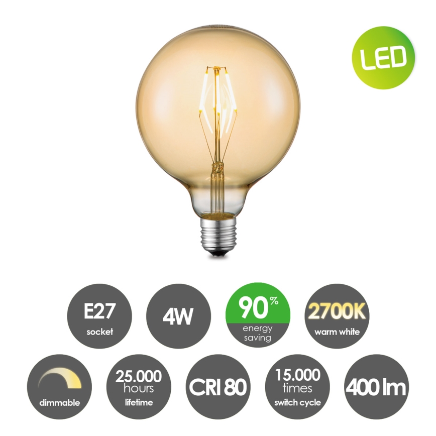 LED Prigušiva žarulja VINTAGE EDISON G125 E27/4W/230V 2700K