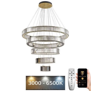 LED Prigušivi kristalni luster na sajli LED/195W/230V 3000-6500K + daljinski upravljač