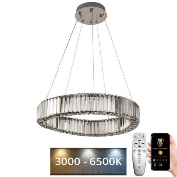 LED Prigušivi kristalni luster na sajli LED/40W/230V 3000-6500K krom + daljinski upravljač