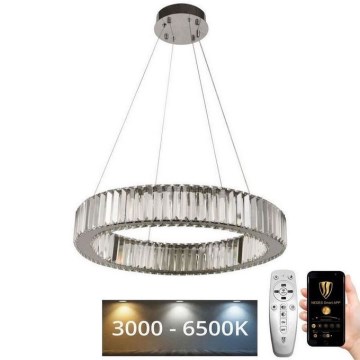 LED Prigušivi kristalni luster na sajli LED/40W/230V 3000-6500K krom + daljinski upravljač