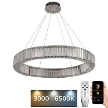 LED Prigušivi kristalni luster na sajli LED/50W/230V 3000-6500K krom + daljinski upravljač