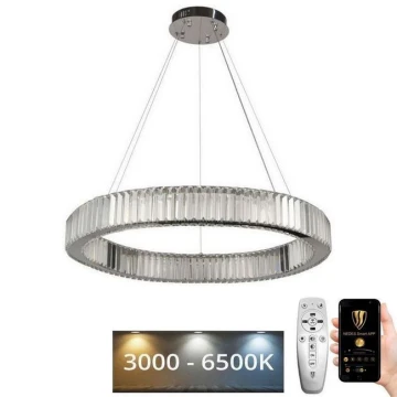 LED Prigušivi kristalni luster na sajli LED/50W/230V 3000-6500K krom + daljinski upravljač