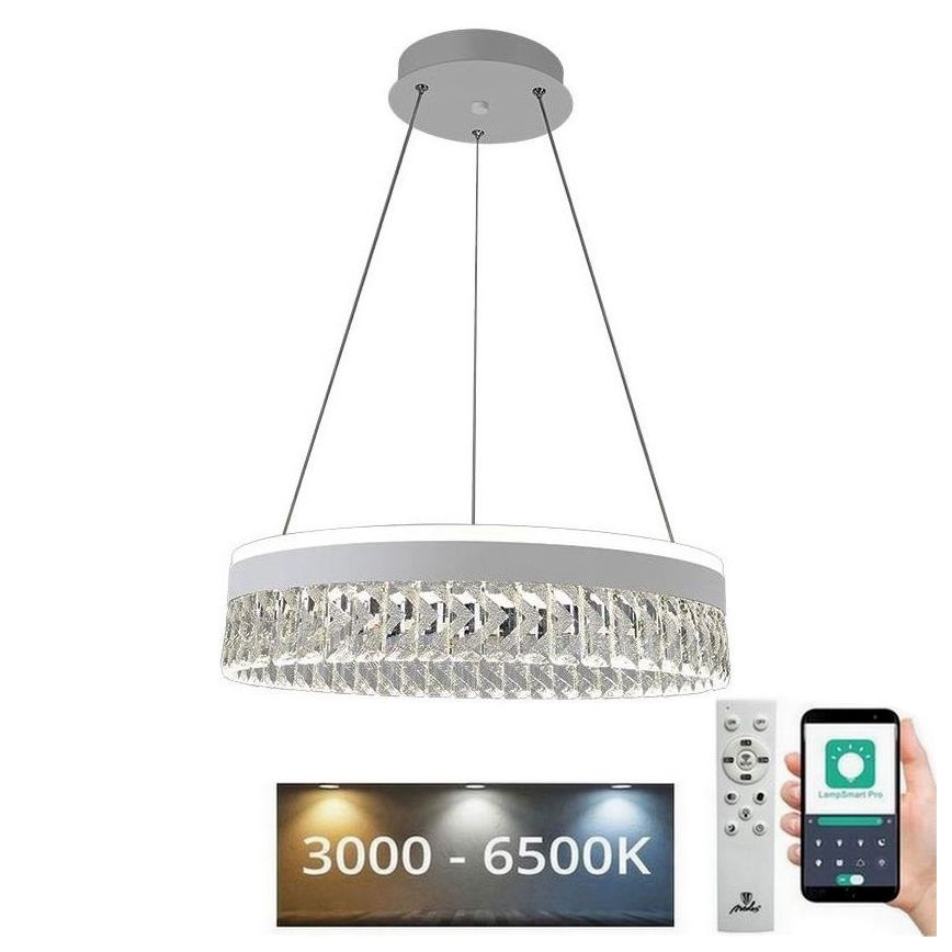 LED Prigušivi kristalni luster na sajli LED/90W/230V 3000-6500K bijela + daljinski upravljač