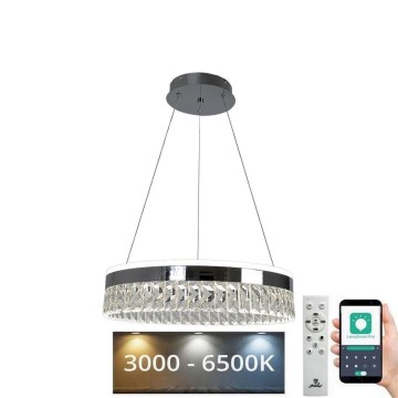 LED Prigušivi kristalni luster na sajli LED/90W/230V 3000-6500K krom + daljinski upravljač