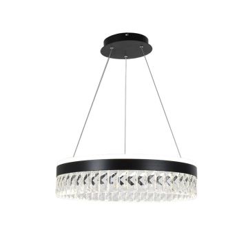 LED Prigušivi kristalni luster na sajli LED/90W/230V 3000-6500K crna + daljinski upravljač